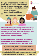 Sun Network Workshops and Meetings for Individuals who have a paid carer